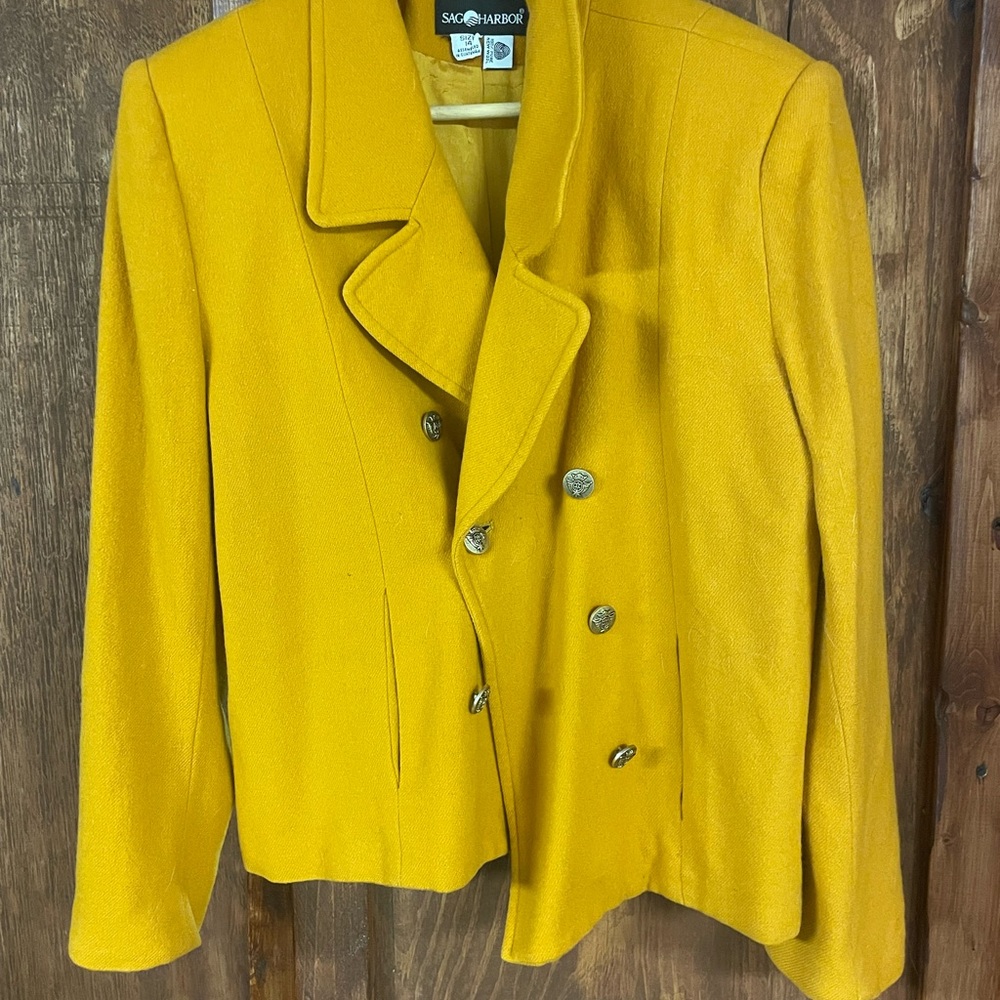 Sag Harbor Women's Yellow Double-Breasted Blazer